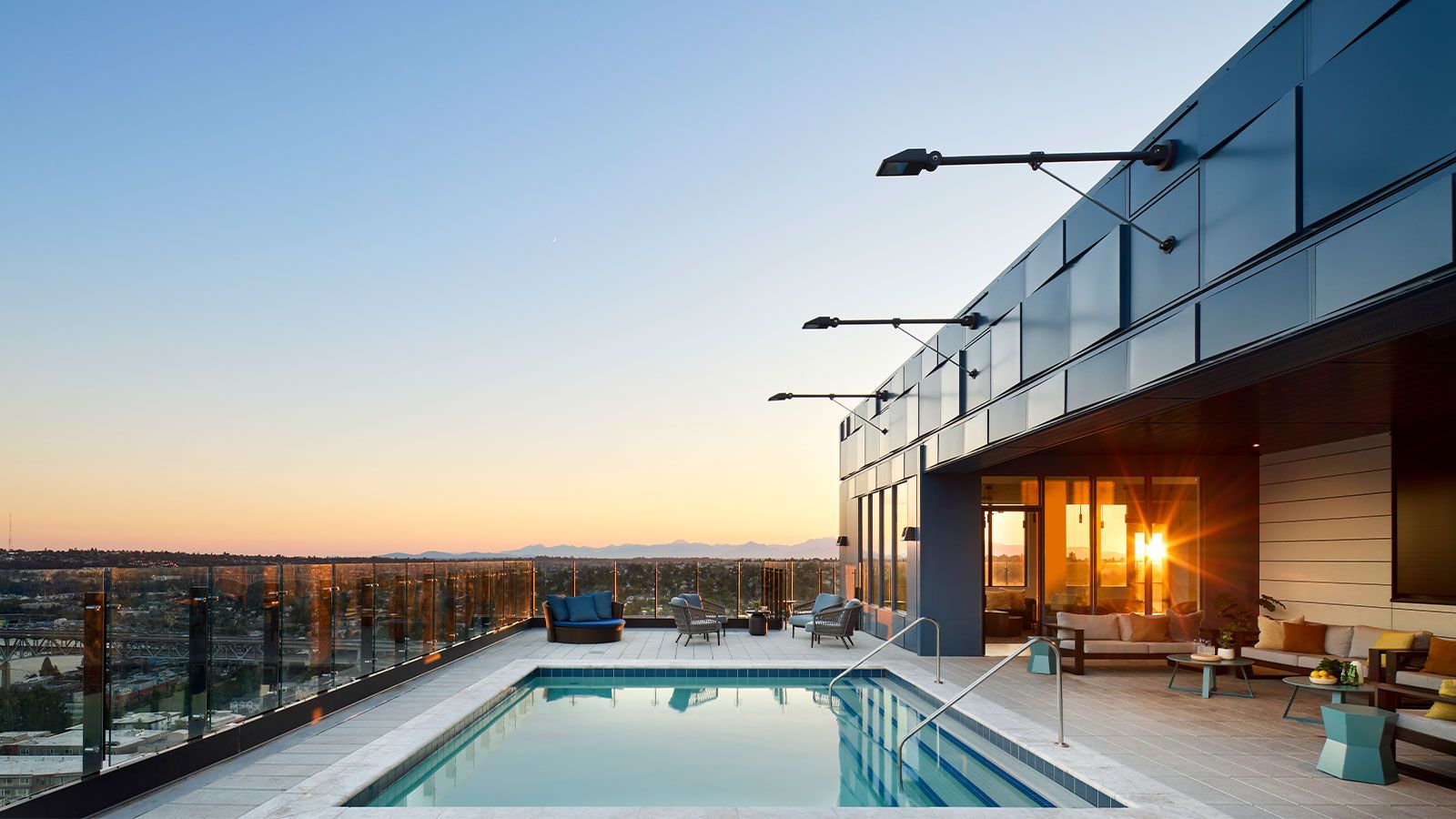 Pool with sunset